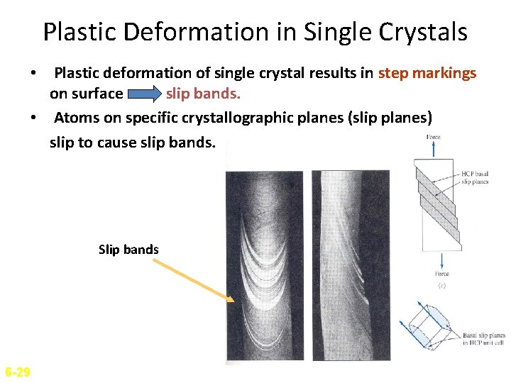 Plastic Deformation in Single Crystals • Plastic deformation of single crystal results in step