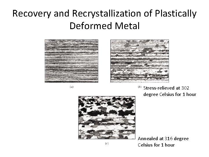Recovery and Recrystallization of Plastically Deformed Metal Stress-relieved at 302 degree Celsius for 1