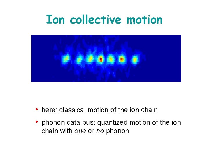 Ion collective motion • here: classical motion of the ion chain • phonon data