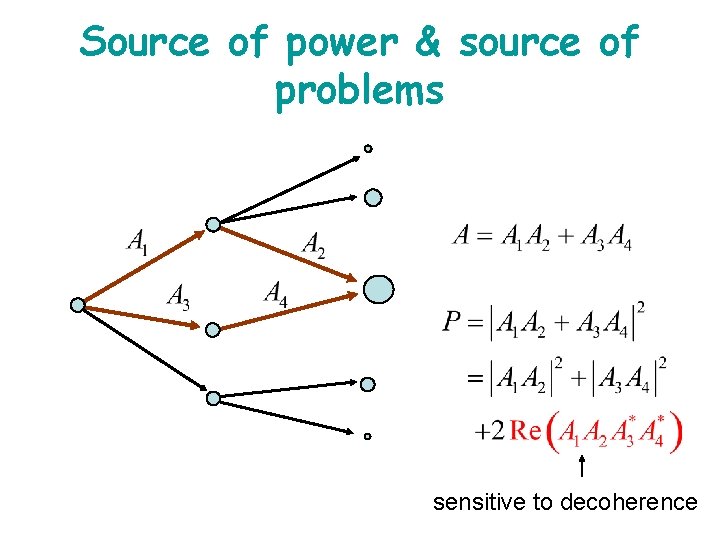 Source of power & source of problems sensitive to decoherence 