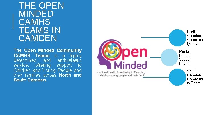 THE OPEN MINDED CAMHS TEAMS IN CAMDEN The Open Minded Community CAMHS Teams is