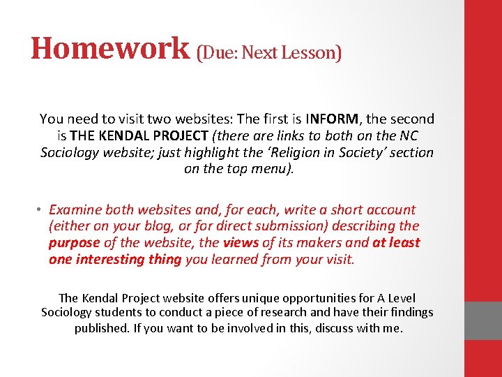 Homework (Due: Next Lesson) You need to visit two websites: The first is INFORM, Homework (Due: Next Lesson) You need to visit two websites: The first is INFORM,