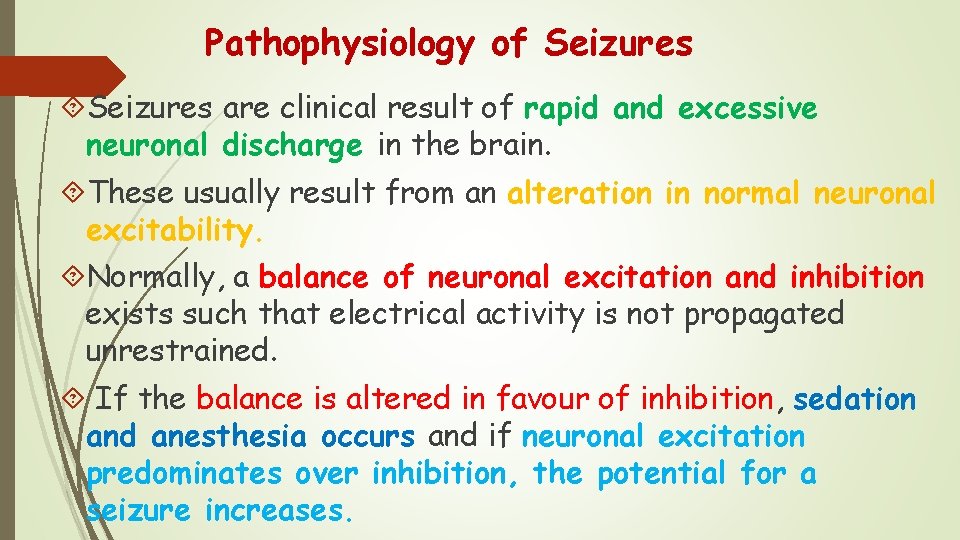 Pathophysiology of Seizures are clinical result of rapid and excessive neuronal discharge in the