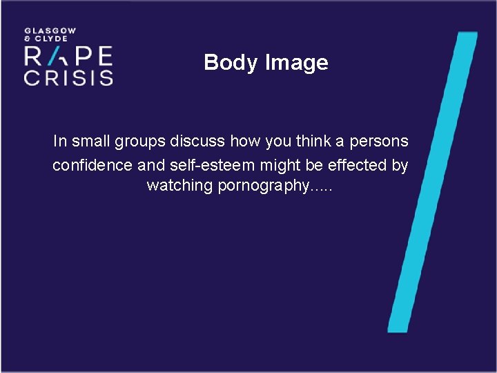 Body Image In small groups discuss how you think a persons confidence and self-esteem