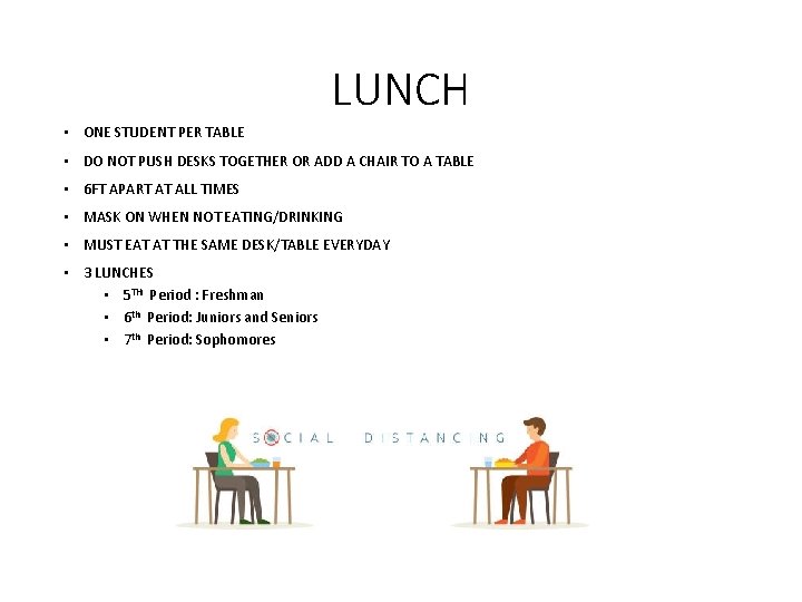 LUNCH • ONE STUDENT PER TABLE • DO NOT PUSH DESKS TOGETHER OR ADD LUNCH • ONE STUDENT PER TABLE • DO NOT PUSH DESKS TOGETHER OR ADD
