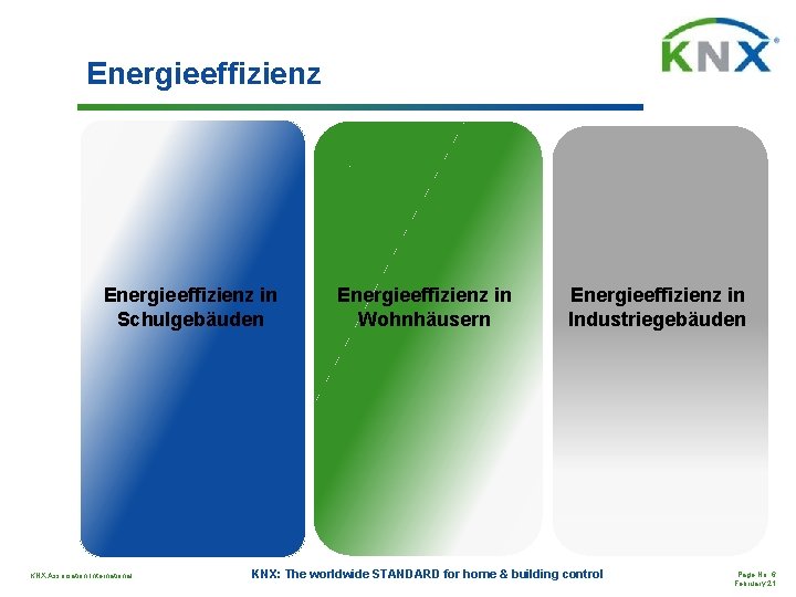 Energieeffizienz in Schulgebäuden KNX Association International Energieeffizienz in Wohnhäusern Energieeffizienz in Industriegebäuden KNX: The