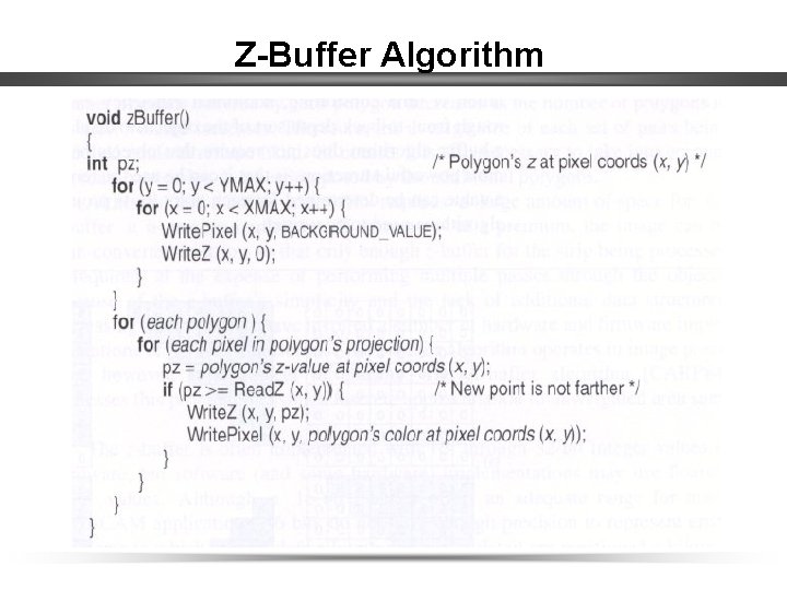Z-Buffer Algorithm 