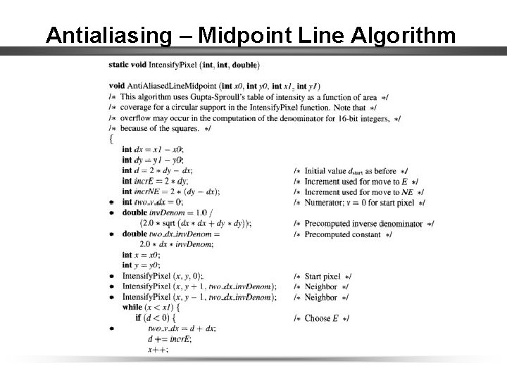 Antialiasing – Midpoint Line Algorithm 