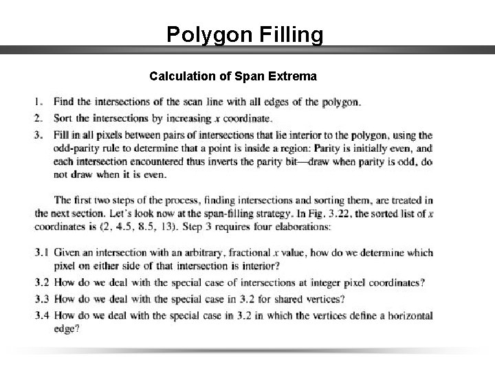 Polygon Filling Calculation of Span Extrema 