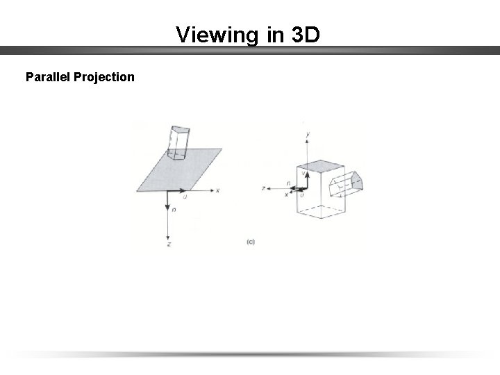 Viewing in 3 D Parallel Projection 