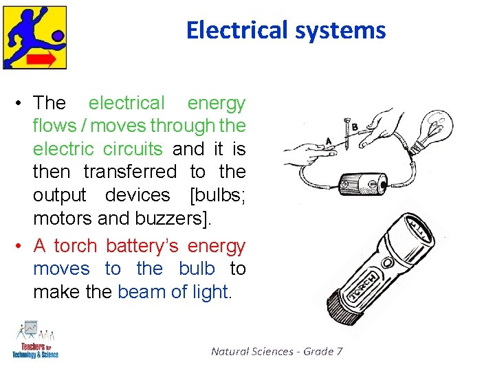 Electrical systems • The electrical energy flows / moves through the electric circuits and