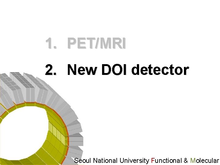 1. PET/MRI 2. New DOI detector Seoul National University Functional & Molecular 
