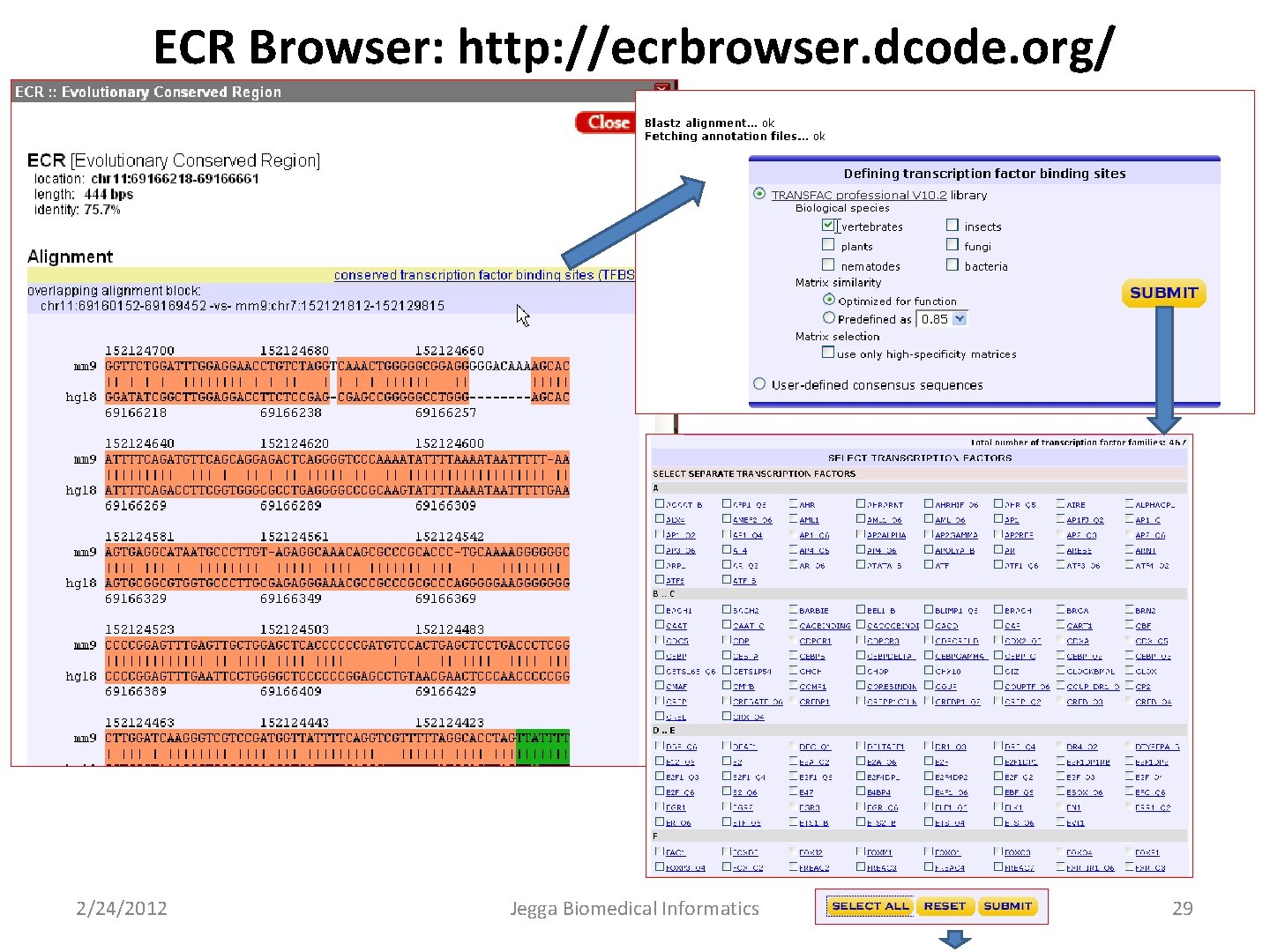 ECR Browser: http: //ecrbrowser. dcode. org/ 2/24/2012 Jegga Biomedical Informatics 29 