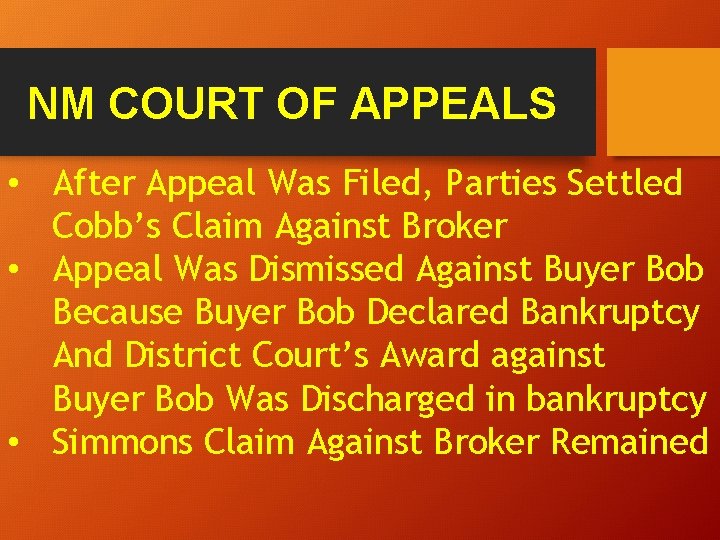 NM COURT OF APPEALS • After Appeal Was Filed, Parties Settled Cobb’s Claim Against