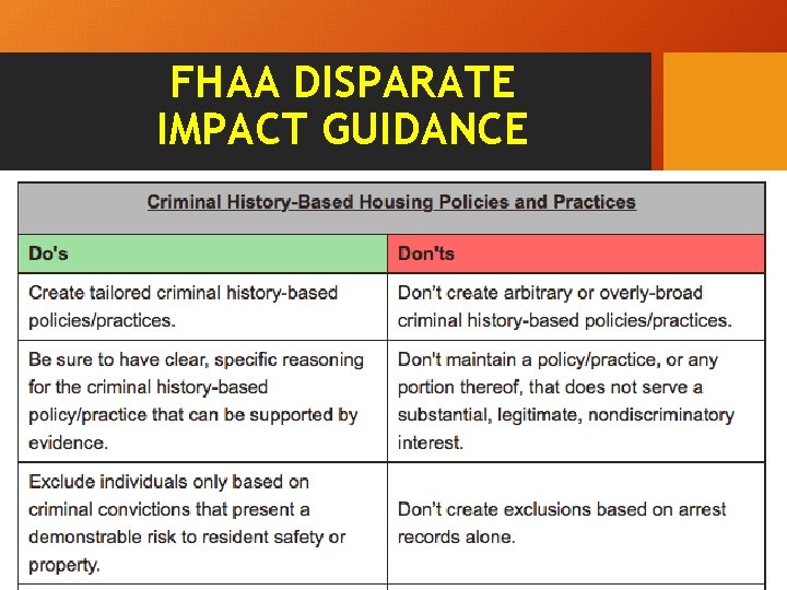 FHAA DISPARATE IMPACT GUIDANCE 