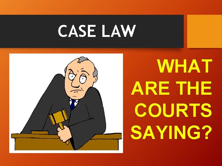 CASE LAW § WHAT ARE THE COURTS SAYING? 