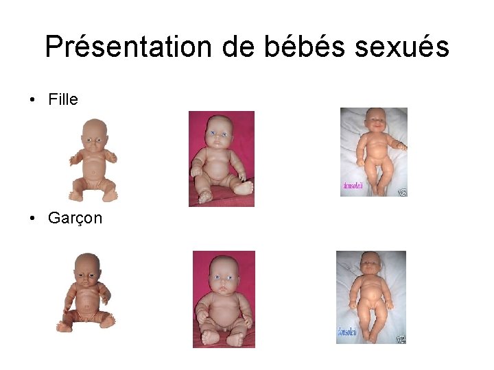 Présentation de bébés sexués • Fille • Garçon 