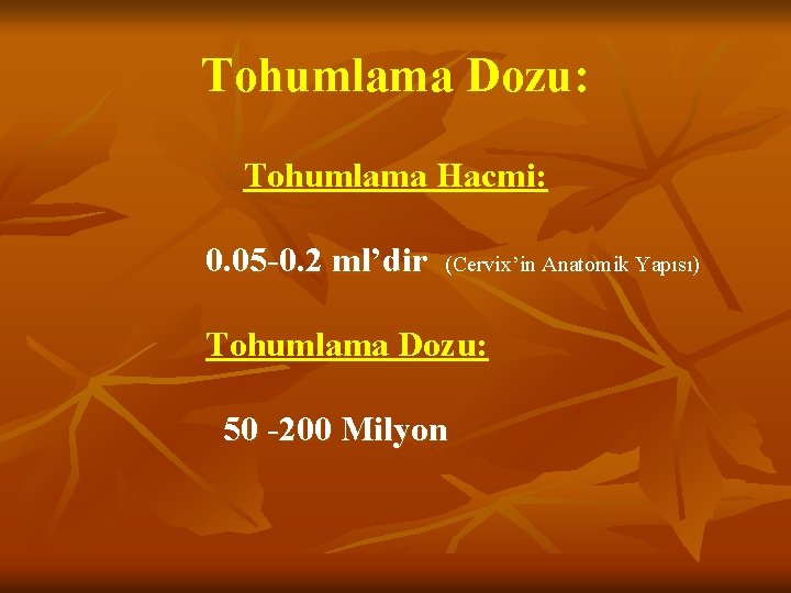 Tohumlama Dozu: Tohumlama Hacmi: 0. 05 -0. 2 ml’dir (Cervix’in Anatomik Yapısı) Tohumlama Dozu: