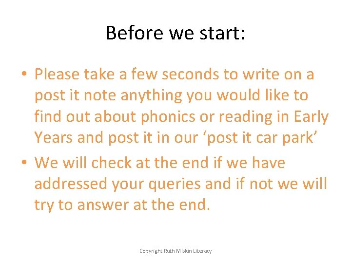 Before we start: • Please take a few seconds to write on a post