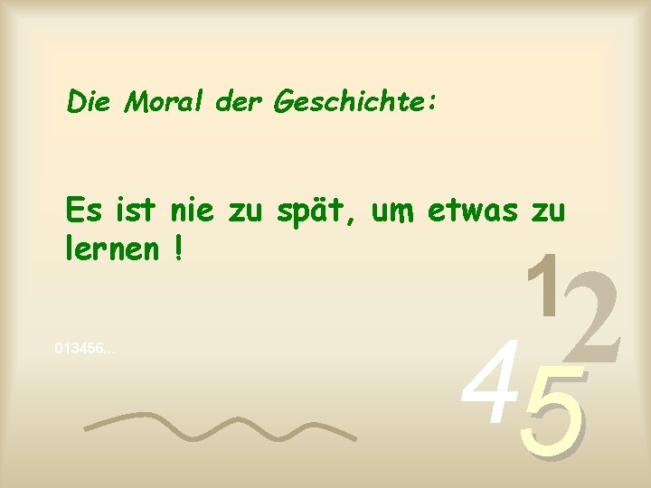 Die Moral der Geschichte: Es ist nie zu spät, um etwas zu lernen !