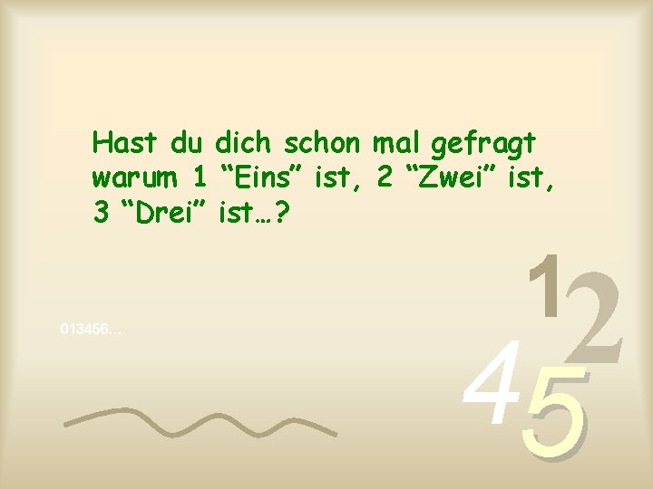 Hast du dich schon mal gefragt warum 1 “Eins” ist, 2 “Zwei” ist, 3