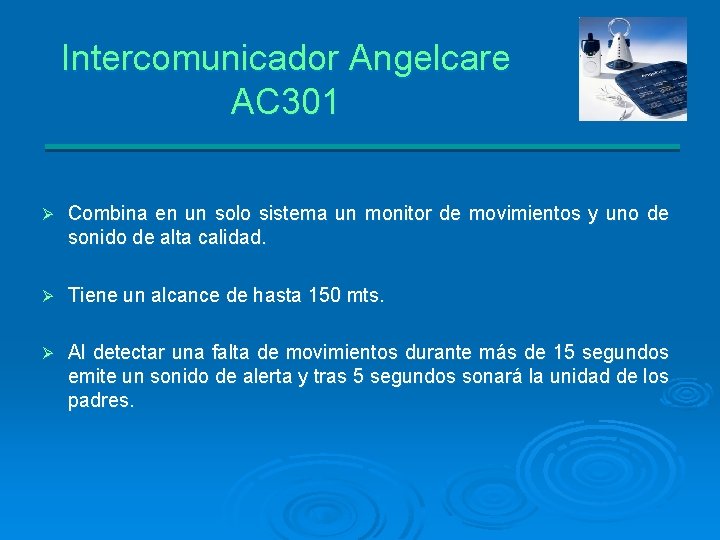 Intercomunicador Angelcare AC 301 Ø Combina en un solo sistema un monitor de movimientos