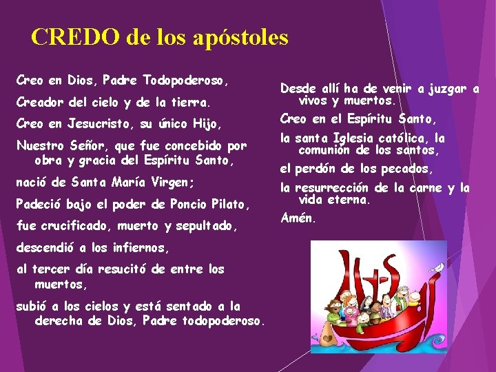 CREDO de los apóstoles Creo en Dios, Padre Todopoderoso, Creador del cielo y de