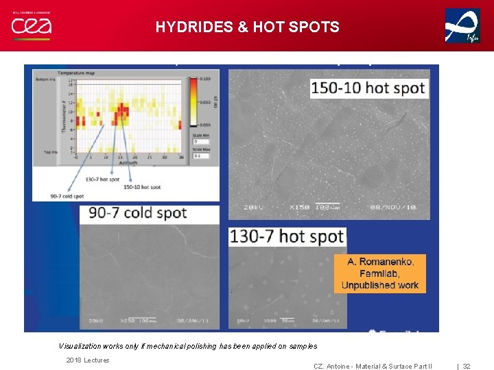 HYDRIDES & HOT SPOTS Visualization works only if mechanical polishing has been applied on HYDRIDES & HOT SPOTS Visualization works only if mechanical polishing has been applied on