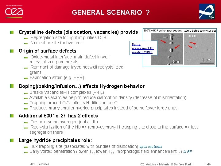 GENERAL SCENARIO ? Crystalline defects (dislocation, vacancies) provide Segregation site for light impurities O, GENERAL SCENARIO ? Crystalline defects (dislocation, vacancies) provide Segregation site for light impurities O,