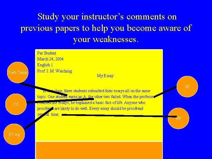 Study your instructor’s comments on previous papers to help you become aware of your Study your instructor’s comments on previous papers to help you become aware of your