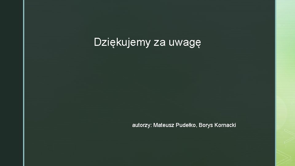 Dziękujemy za uwagę autorzy: Mateusz Pudełko, Borys Kornacki 