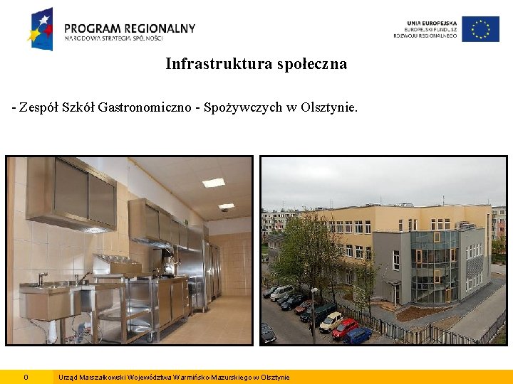 Infrastruktura społeczna - Zespół Szkół Gastronomiczno - Spożywczych w Olsztynie. 0 Urząd Marszałkowski Województwa