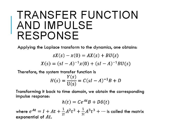 TRANSFER FUNCTION AND IMPULSE RESPONSE 