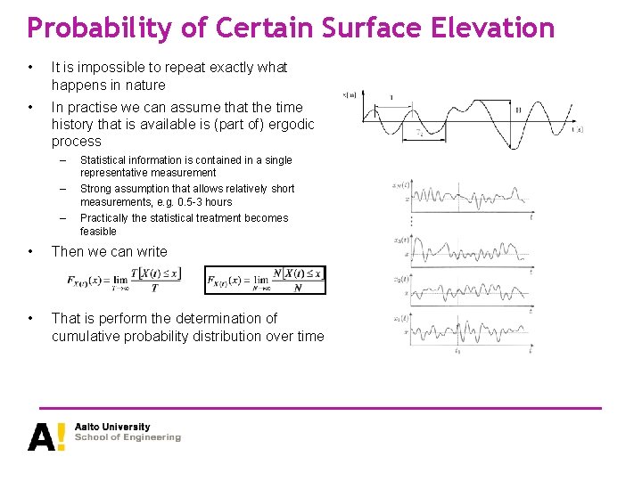Probability of Certain Surface Elevation • It is impossible to repeat exactly what happens