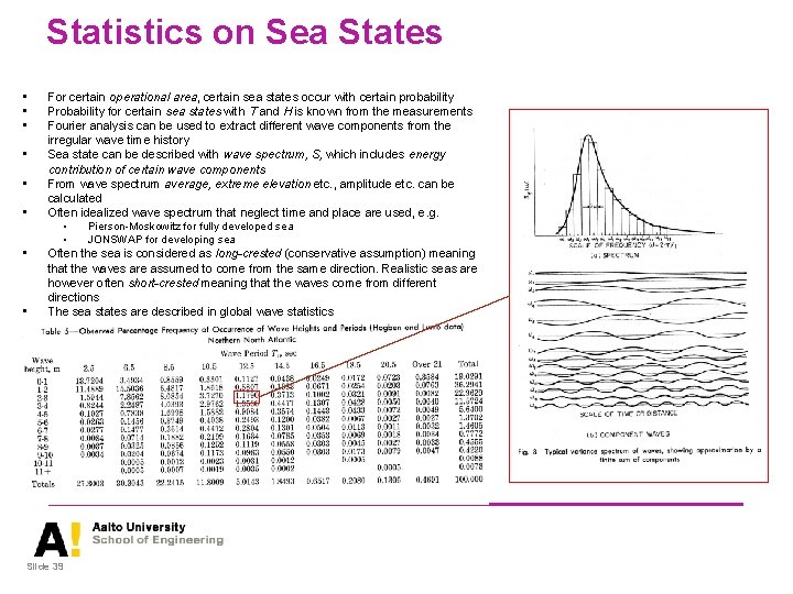 Statistics on Sea States • • For certain operational area, certain sea states occur