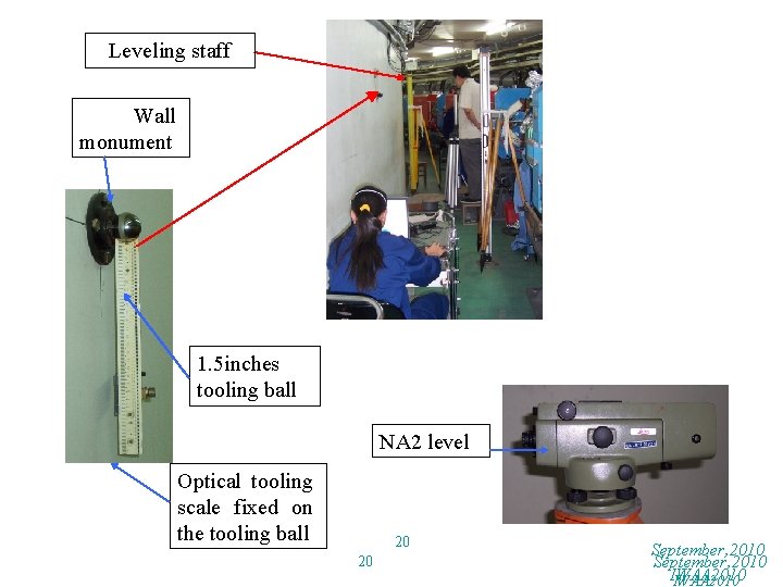 Leveling staff Wall monument 1. 5 inches tooling ball NA 2 level Optical tooling