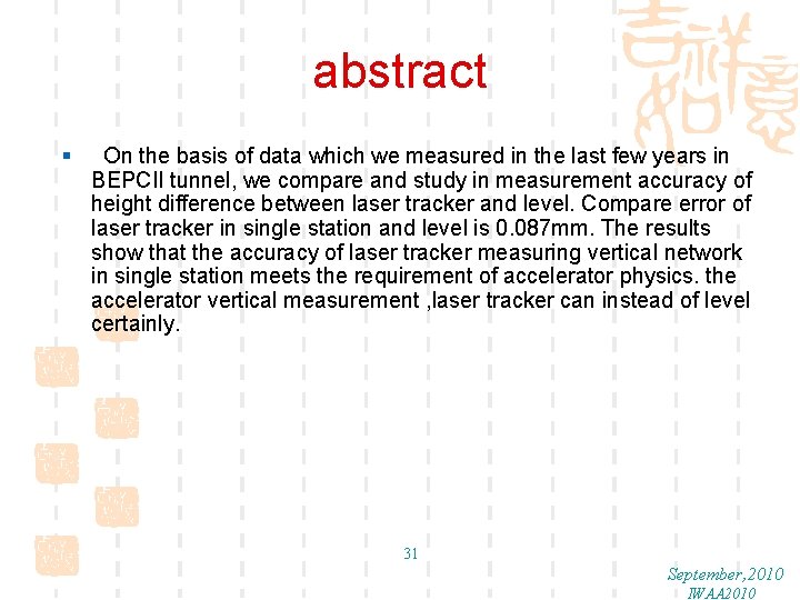 abstract § On the basis of data which we measured in the last few