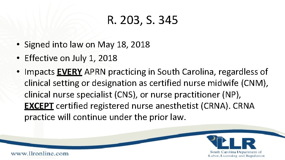 R. 203, S. 345 • Signed into law on May 18, 2018 • Effective R. 203, S. 345 • Signed into law on May 18, 2018 • Effective