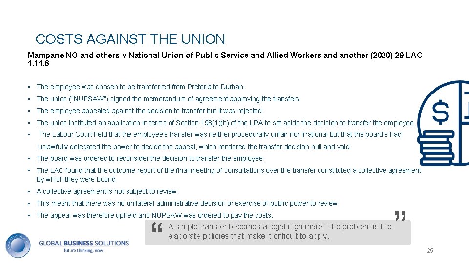 10 COSTS AGAINST THE UNION Mampane NO and others v National Union of Public