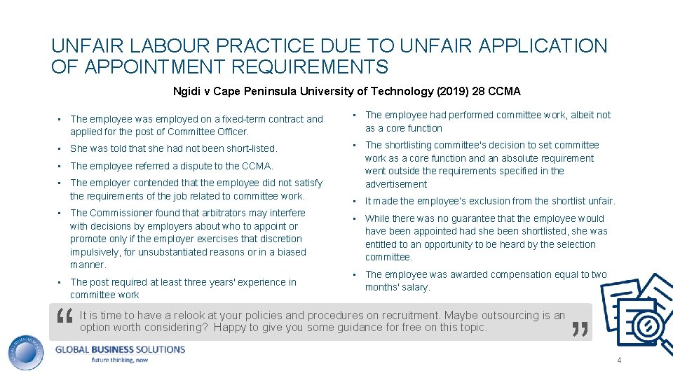 UNFAIR LABOUR PRACTICE DUE TO UNFAIR APPLICATION OF APPOINTMENT REQUIREMENTS Ngidi v Cape Peninsula