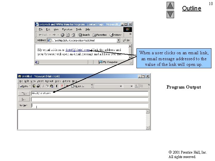 Outline When a user clicks on an email link, an email message addressed to Outline When a user clicks on an email link, an email message addressed to