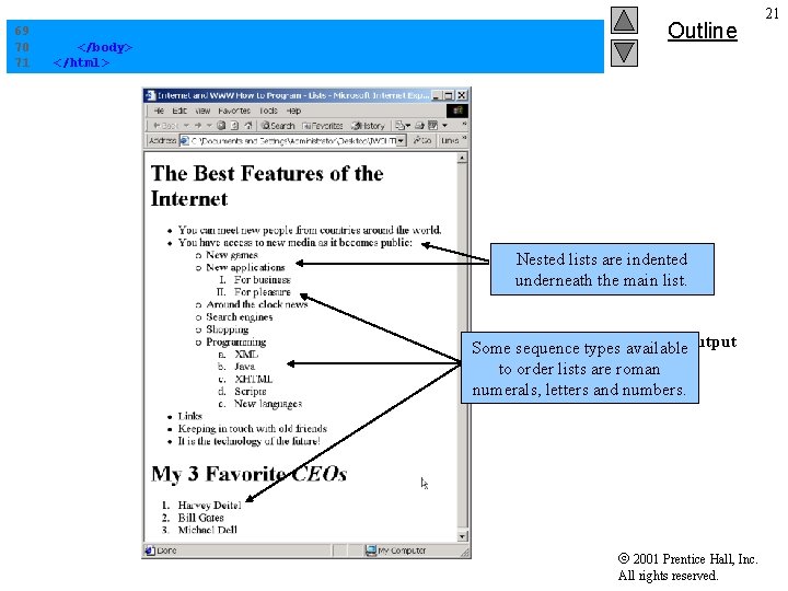 69 70 71 </body> </html> Outline Nested lists are indented underneath the. List. html 69 70 71 </body> </html> Outline Nested lists are indented underneath the. List. html