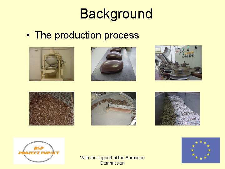 Background • The production process With the support of the European Commission 