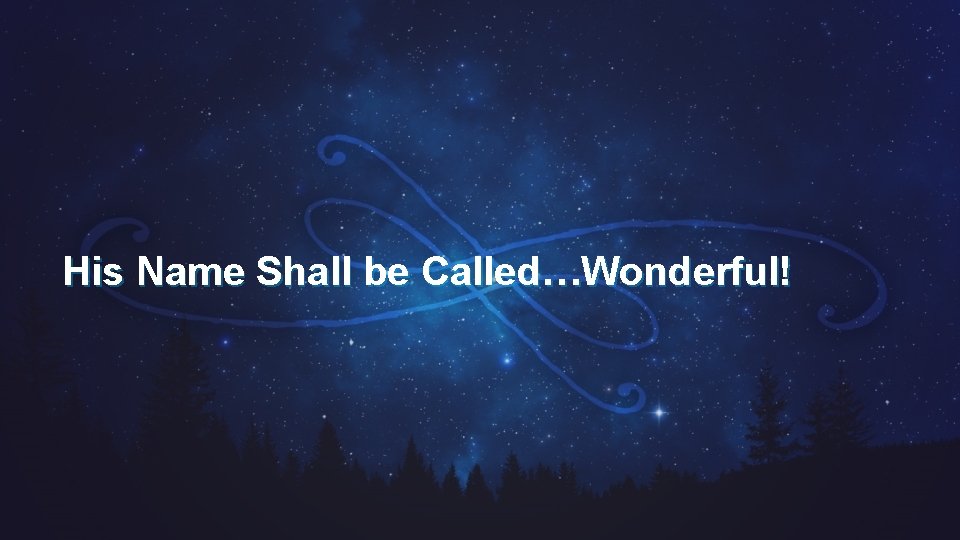 His Name Shall be Called…Wonderful! 