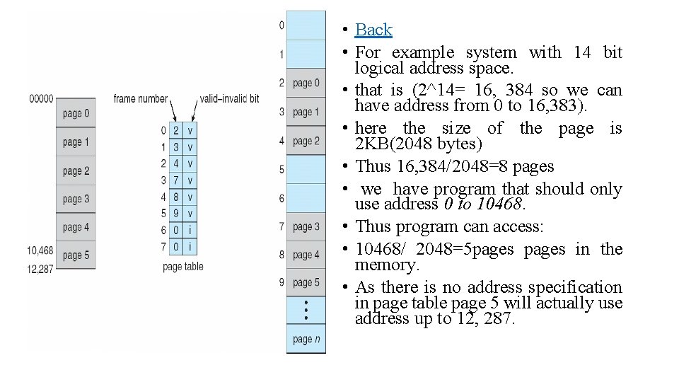 • Back • For example system with 14 bit logical address space. • • Back • For example system with 14 bit logical address space. •
