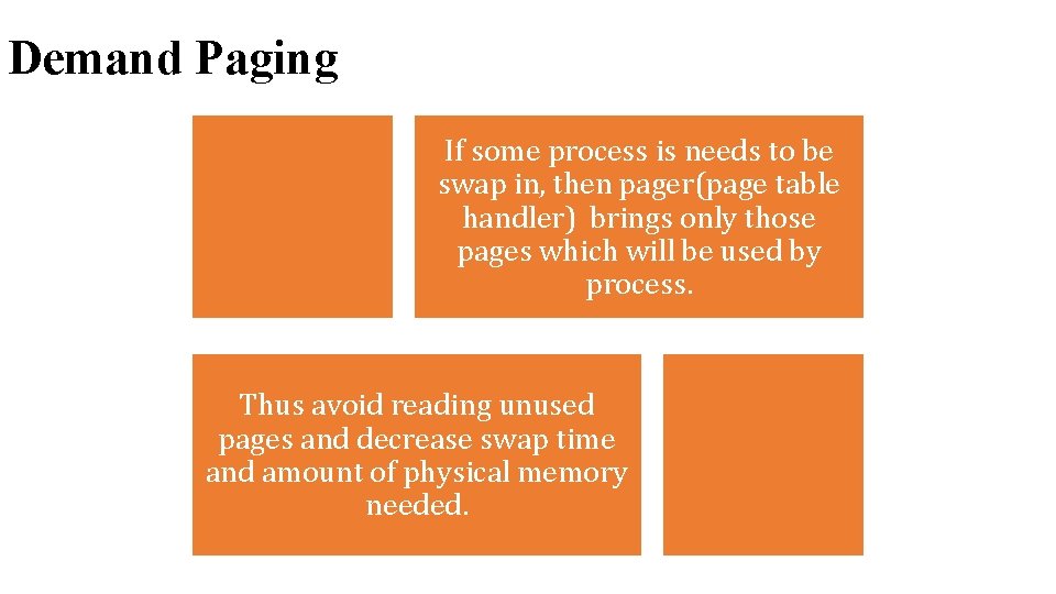 Demand Paging If some process is needs to be swap in, then pager(page table Demand Paging If some process is needs to be swap in, then pager(page table