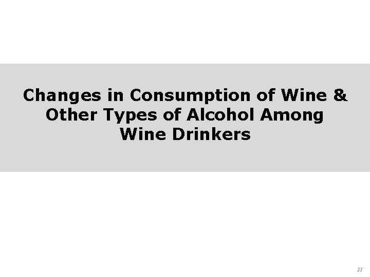 Changes in Consumption of Wine & Other Types of Alcohol Among Wine Drinkers 21