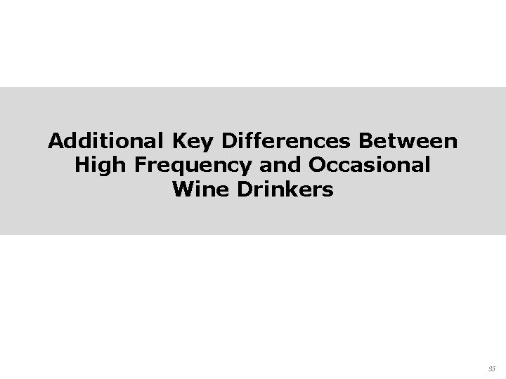 Additional Key Differences Between High Frequency and Occasional Wine Drinkers 35 