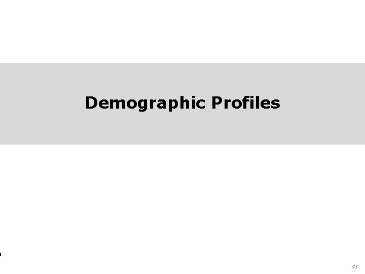 Demographic Profiles 41 