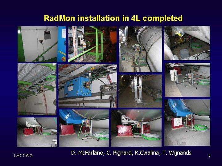Rad. Mon installation in 4 L completed LHCCWG D. Mc. Farlane, C. Pignard, K. Rad. Mon installation in 4 L completed LHCCWG D. Mc. Farlane, C. Pignard, K.